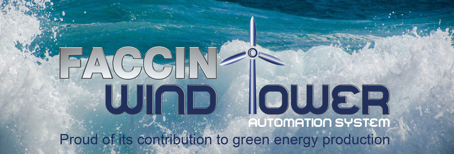 Faccin: Logo Wind Tower division with sea background